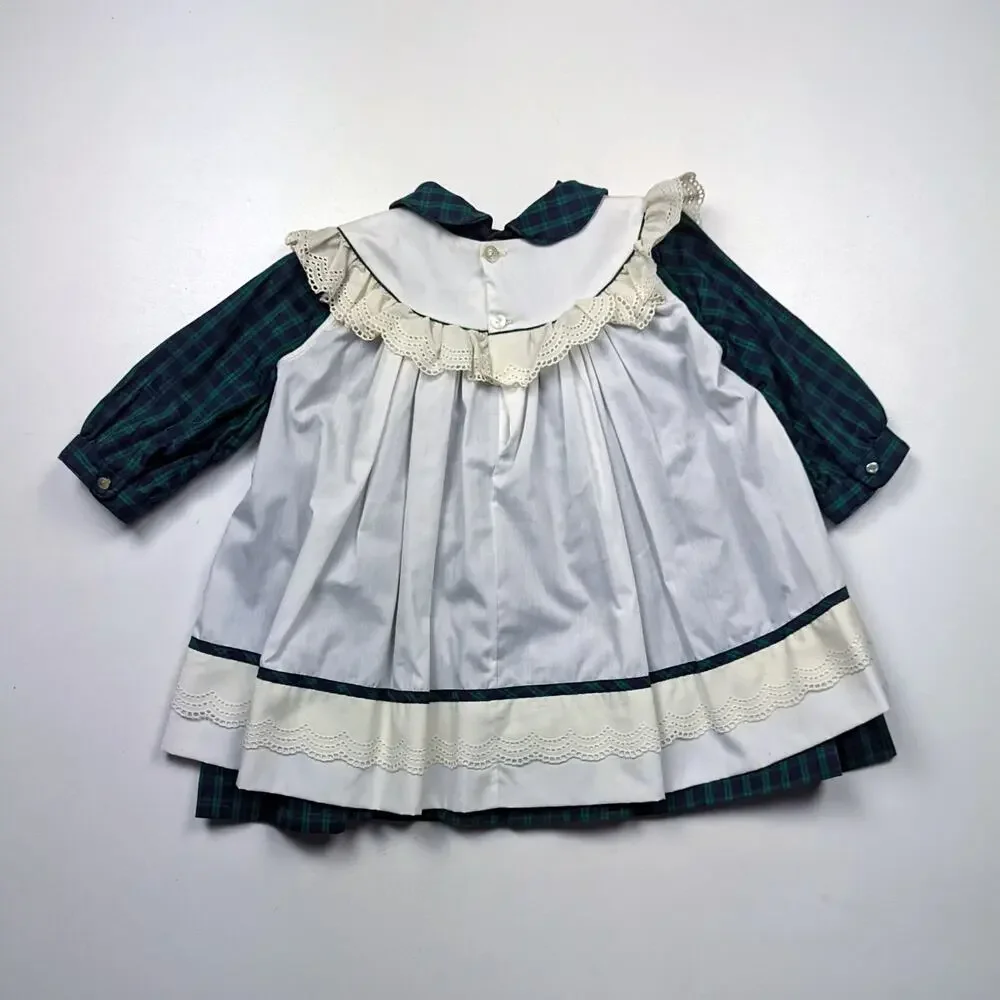 Vintage Ci Castro Co. Dress Girls Size 3-4T Green Plaid Pinny